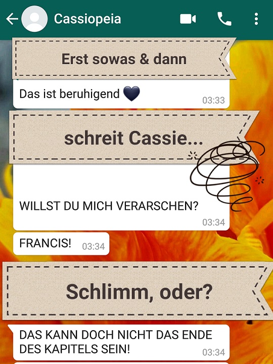 Cassie schreit mich an, ob ich sie verarschen möchte.